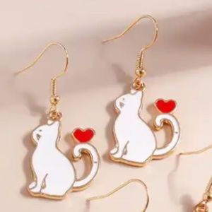 White Cat Earrings